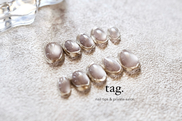 silver ring× stone motif/ネイルチップ ミラーネイル