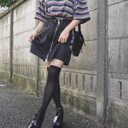 Front Zip Aperture Mini Skirt (black) ミニスカート ブラック 黒 カジュアル 2枚目の画像