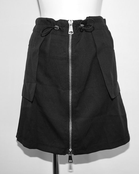 Front Zip Aperture Mini Skirt (black) ミニスカート ブラック 黒 カジュアル 6枚目の画像