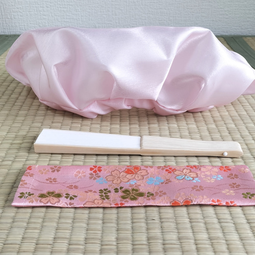 100歳百寿祝い銀襴虹色桜合わせちゃんちゃんこ4点セット(ピンク