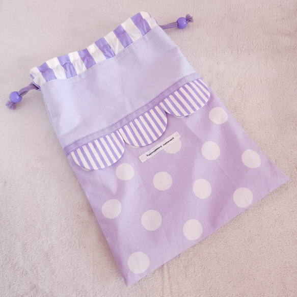 パステルなスカラップの給食袋　purple三昧　サイズ変更可能 3枚目の画像