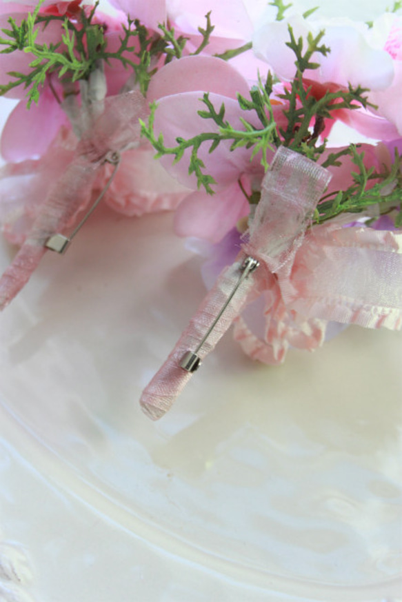 胡蝶蘭と桜のコサージュ（ライトピンク） 6枚目の画像