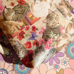 Benartex Cats-N-Quilts/USコットン/ロマンティック＆リッチな猫ちゃん×カフェオレ豹柄ミニトート 6枚目の画像