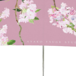 【受注生産】ワンタッチ式自動開き折り畳み傘　メジロと八重桜　アンティークピンク 11枚目の画像