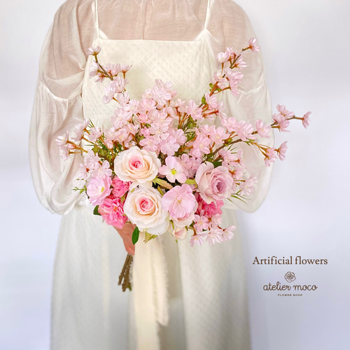 オーダーメイド】桜 とローズのナチュラル クラッチ ブーケ