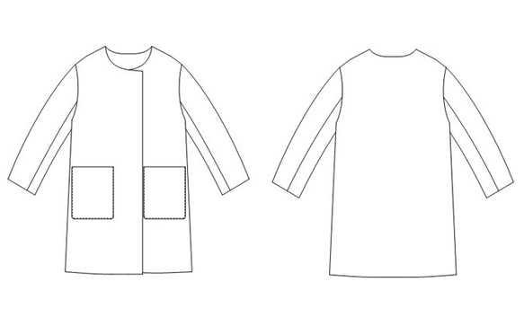 型紙　クルーネックコート　A030B-P(裏付き）　レディース 8枚目の画像