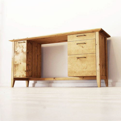 送料無料] 無垢 デスク 引き出し 机 学習机 PCデスク 作業台 w150