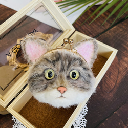 【予約販売】トラ猫バッグ {カスタマイズ可能} | ペット 動物 猫口 ゴールド バッグ カスタマイズ可能でかわいいギフトとして 3枚目の画像