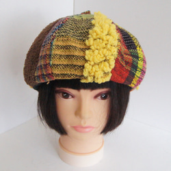 ☆さをり織り☆ ベレー帽 さおり織り どんぐり帽 ブルー パープル