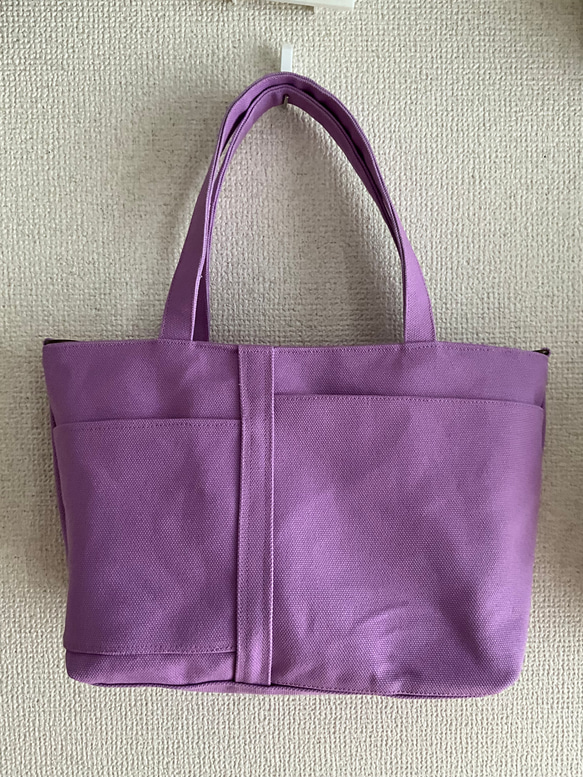 ハンドメイド　トートバッグ【帆布8号】ショルダー付き/大容量‼️ ハンドメイド】トートバッグ作り（8号帆布・裏地にポケット付き