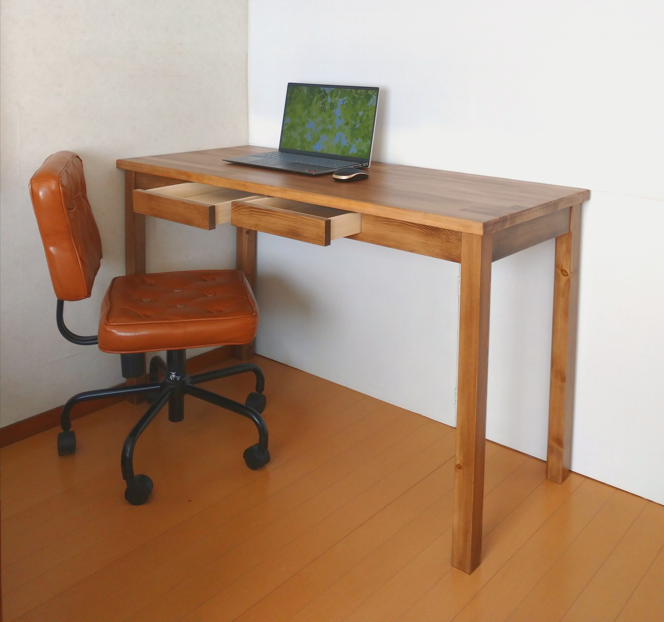 幅１２０ 引出し付きワークデスク 【全４色】※受注製作