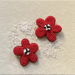 ビーズ刺繍のブローチ　-赤いポピー　感謝- poppy 4枚目の画像