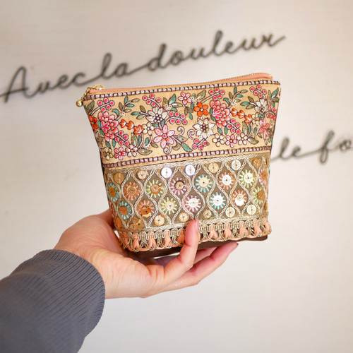 No.40】インド刺繍リボンポーチ＊マチあり ポーチ Priya.U 通販 