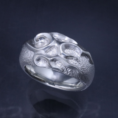 指輪 メンズ : 迦楼羅炎 ドームリング 白仕上げ シルバー シルバー