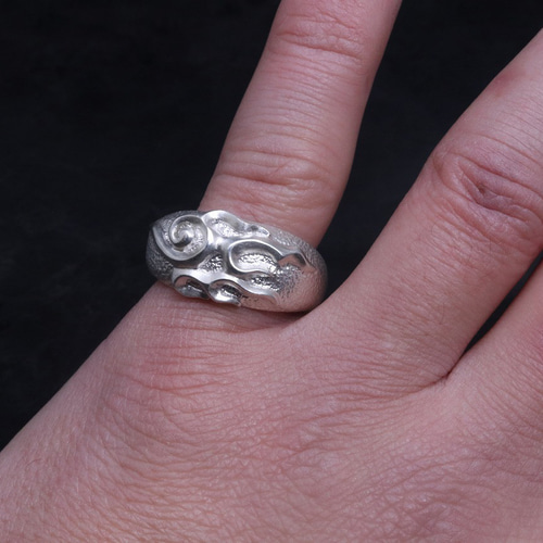 指輪 メンズ : 迦楼羅炎 ドームリング 白仕上げ シルバー シルバー