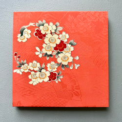 着物のファブリックパネル　アンティークピンク　桜と牡丹（2枚セット）着物リメイク　インテリア　古民家　ひなまつり　壁飾り 9枚目の画像