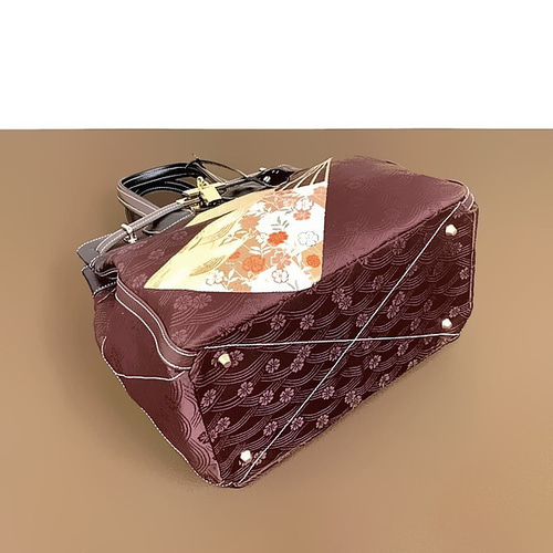 30サイズ#73◇着物帯と本革のリメイクバッグ◇remake.829 日本職