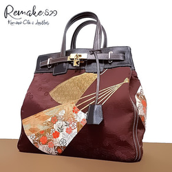 N*✨様 着物帯と本革のリメイクバッグ◆remake.829◆プロモーション販売 30サイズ#73◇着物帯と本革のリメイクバッグ◇remake.829 日本職
