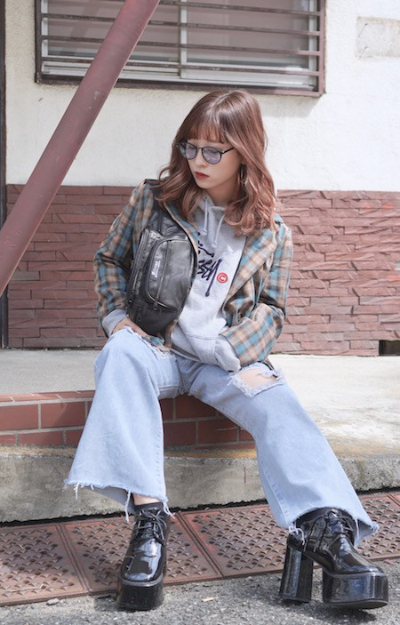 Check Tailored Jacket (beige-green) ジャケット チェック柄 ストリート