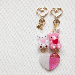 イニシャル入OK 】キーホルダー くまちゃん ハート ペア