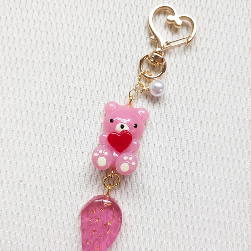 イニシャル入OK 】キーホルダー くまちゃん ハート ペア