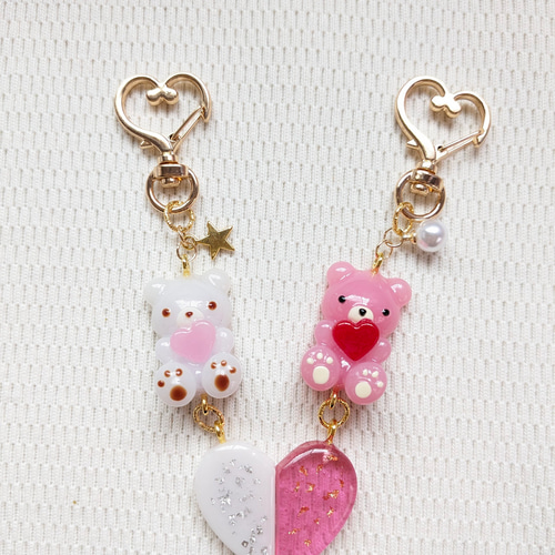 イニシャル入OK 】キーホルダー くまちゃん ハート ペア バレンタイン