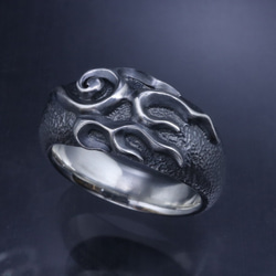 指輪 メンズ : 迦楼羅炎 ドームリング 燻し仕上げ シルバー シルバー