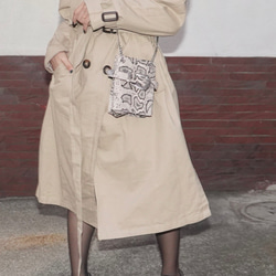 Belted Long Trench Coat (beige) コート ベージュ 薄茶 きれいめ 2枚目の画像