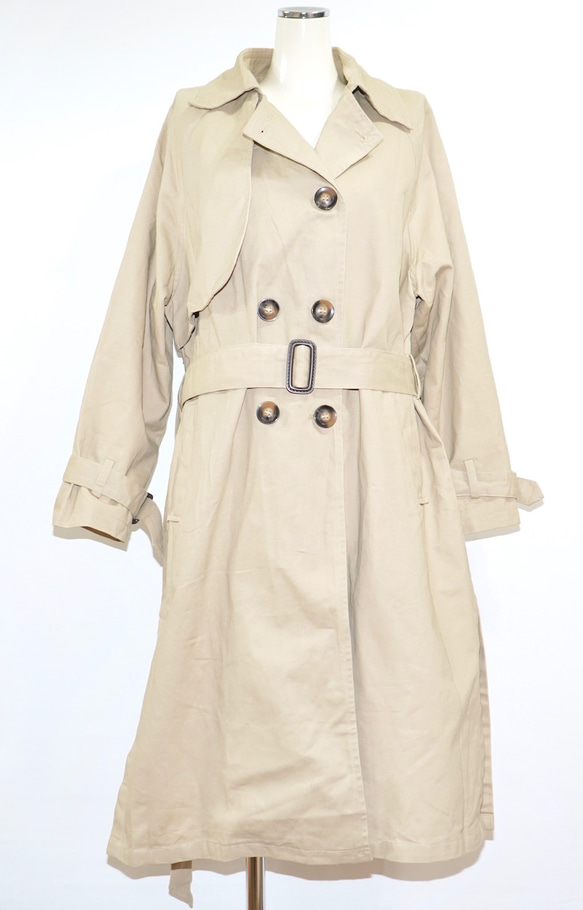 Belted Long Trench Coat (beige) コート ベージュ 薄茶 きれいめ 8枚目の画像