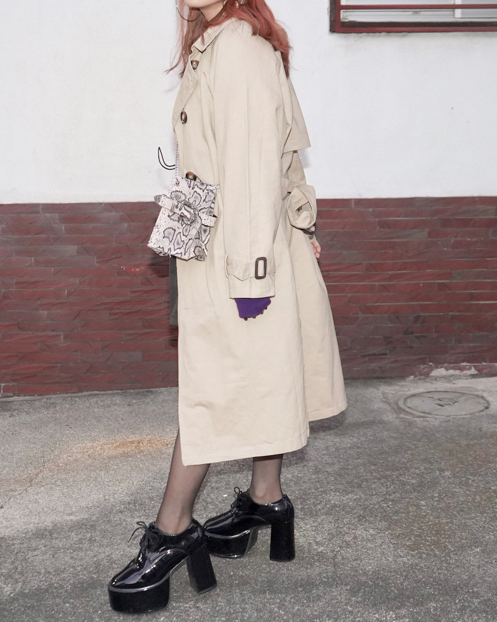 Belted Long Trench Coat (beige) コート ベージュ 薄茶 きれいめ