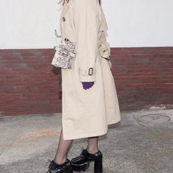 Belted Long Trench Coat (beige) コート ベージュ 薄茶 きれいめ 6枚目の画像