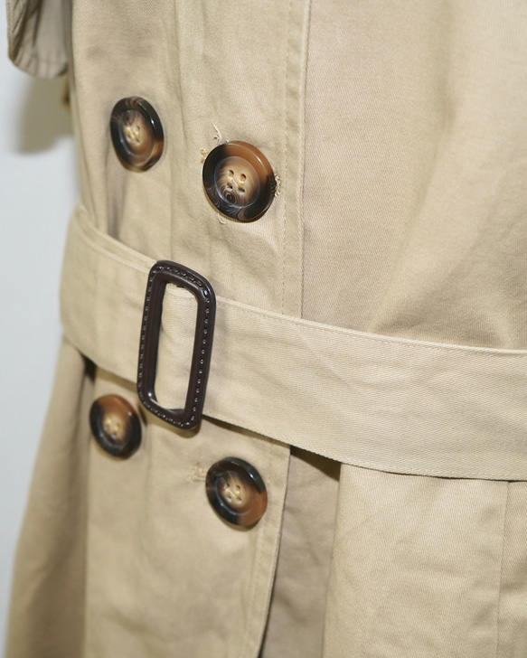 Belted Long Trench Coat (beige) コート ベージュ 薄茶 きれいめ 9枚目の画像