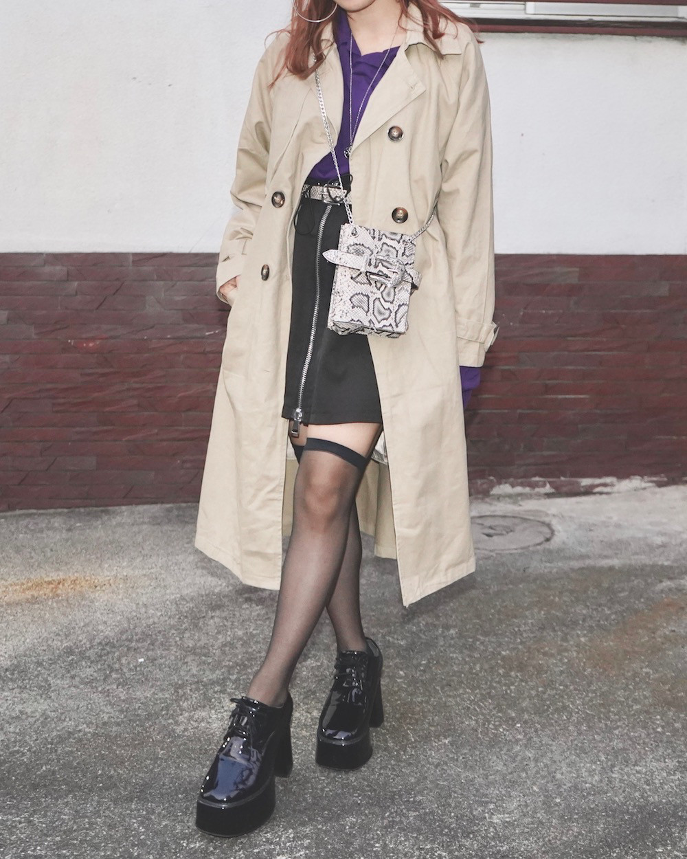 Belted Long Trench Coat (beige) コート ベージュ 薄茶 きれいめ