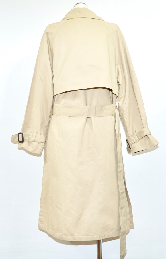 Belted Long Trench Coat (beige) コート ベージュ 薄茶 きれいめ 11枚目の画像