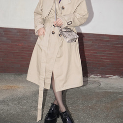 Belted Long Trench Coat (beige) コート ベージュ 薄茶 きれいめ 4枚目の画像