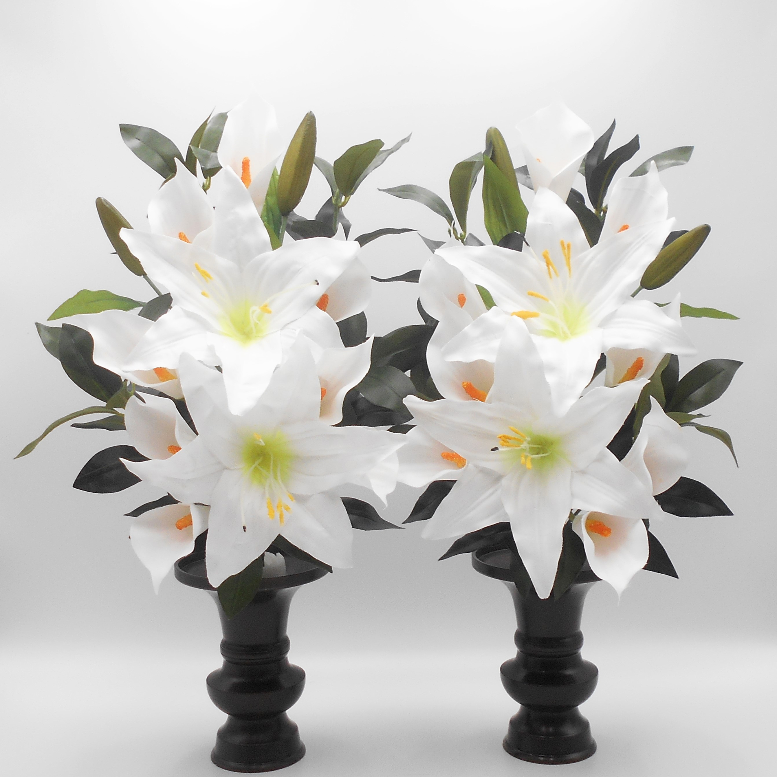 大きな仏花　墓花　仏花　総高さ４８㎝　１対　カサブランカ・カラー　アーティシャルフラワー仏壇　供花　お彼岸　お盆