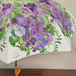 雨に濡れない大きめサイズ　シティーオート　薄紫のバラ２の雨傘　 5枚目の画像