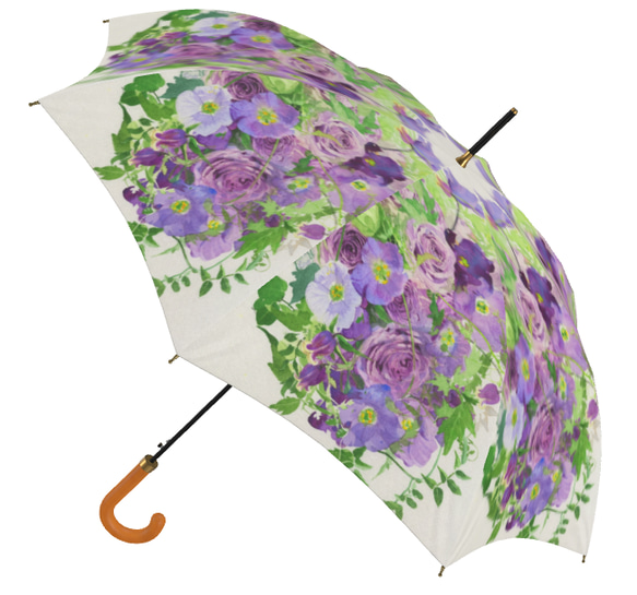 雨に濡れない大きめサイズ　シティーオート　薄紫のバラ２の雨傘　 14枚目の画像