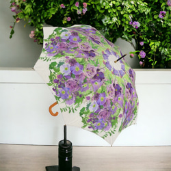 雨に濡れない大きめサイズ　シティーオート　薄紫のバラ２の雨傘　 2枚目の画像