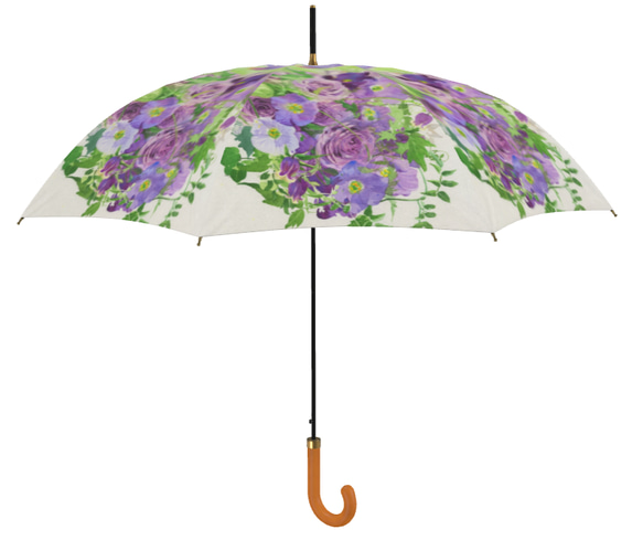 雨に濡れない大きめサイズ　シティーオート　薄紫のバラ２の雨傘　 18枚目の画像