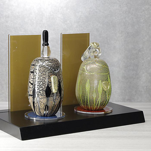 おしゃれ【雛人形 B】台座付 置物 ガラス製 手作り Glass Studio Uka