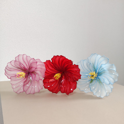 ゆま　アメリカンフラワー ハイビスカス♡髪飾り♡ディップアート♡アメリカンフラワー