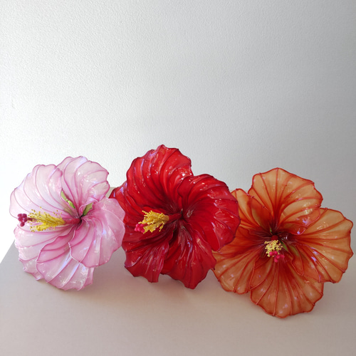 ハイビスカス♡髪飾り♡ディップアート♡アメリカンフラワー かんざし
