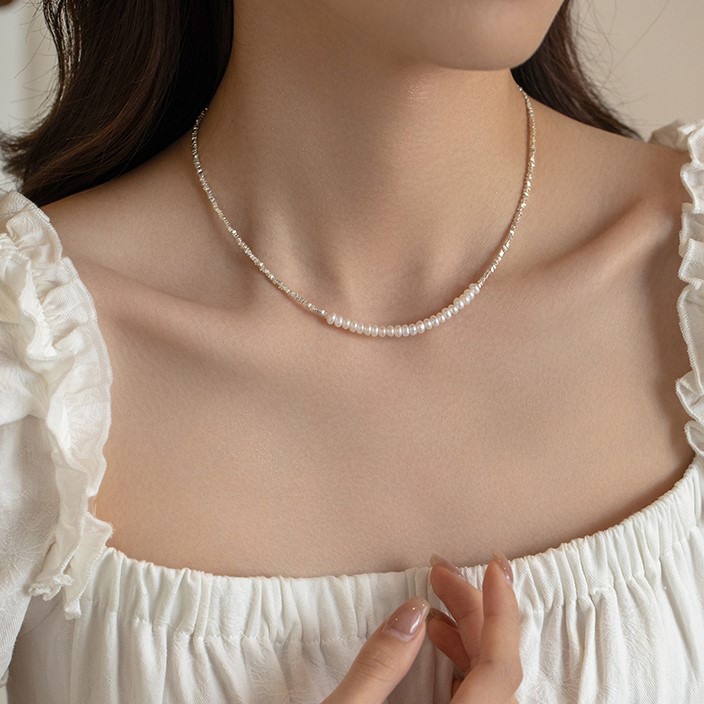 淡水パールのネックレス　真珠　シルバー　淡水真珠　淡水パール　パール　6月の誕生石 夏の誕生石2024