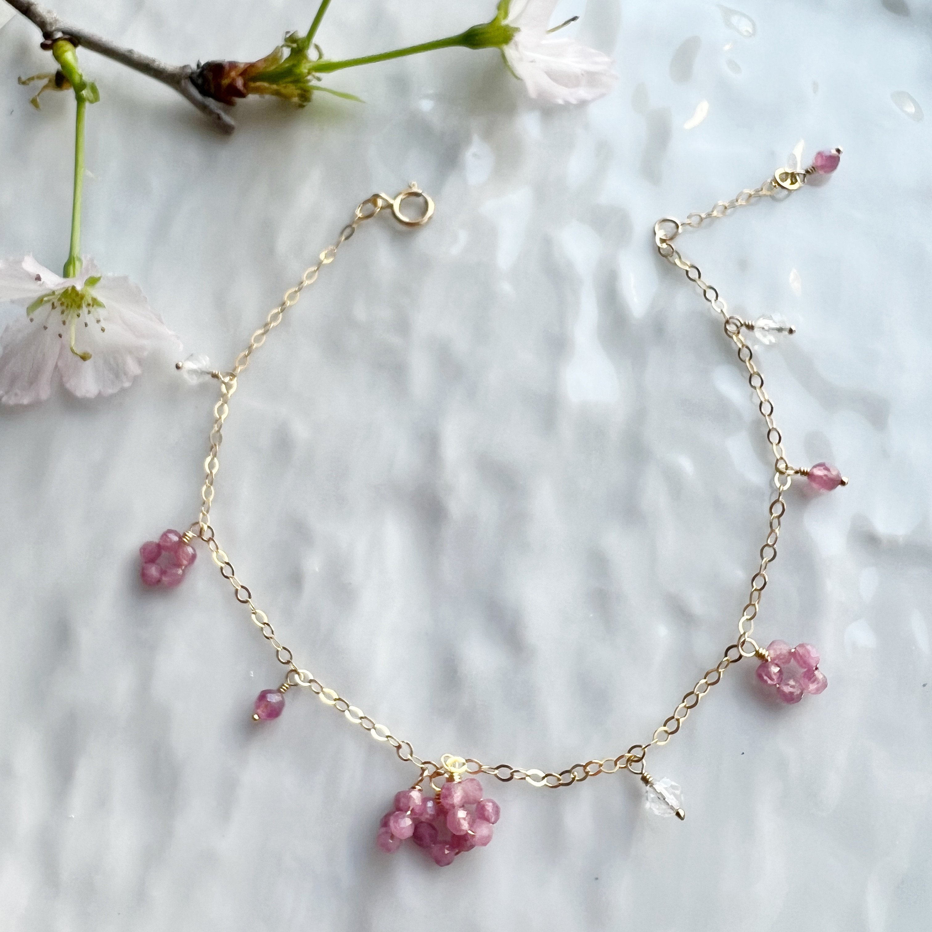 しだれ桜 14KGF ピンクトルマリン ブレスレット