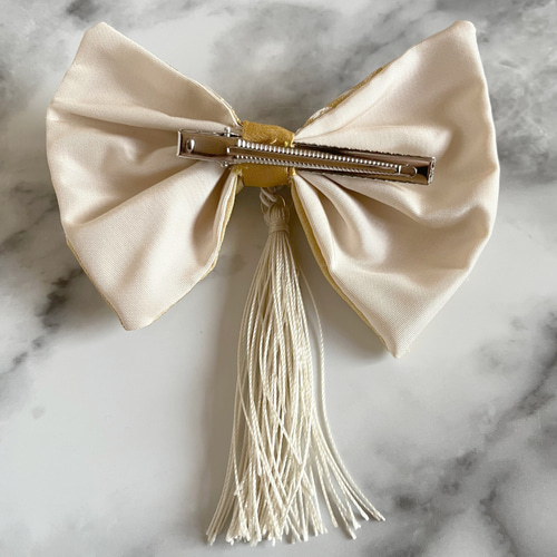 送料無料】京都 正絹 西陣織 金襴生地 絹シルク100％ 髪飾りリボン 袴