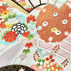 着物のファブリックパネル　ハレの日に　花々×扇（3枚セット）　着物リメイク　インテリア　古民家　ひなまつり　壁飾り　日本 10枚目の画像