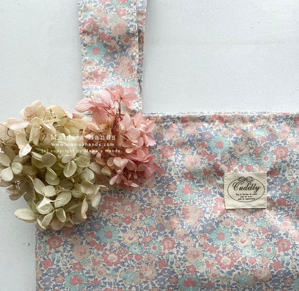時尚 Liberty 防水粉紅柔和花卉圖案春季可折疊方便環保袋托特包 第2張的照片