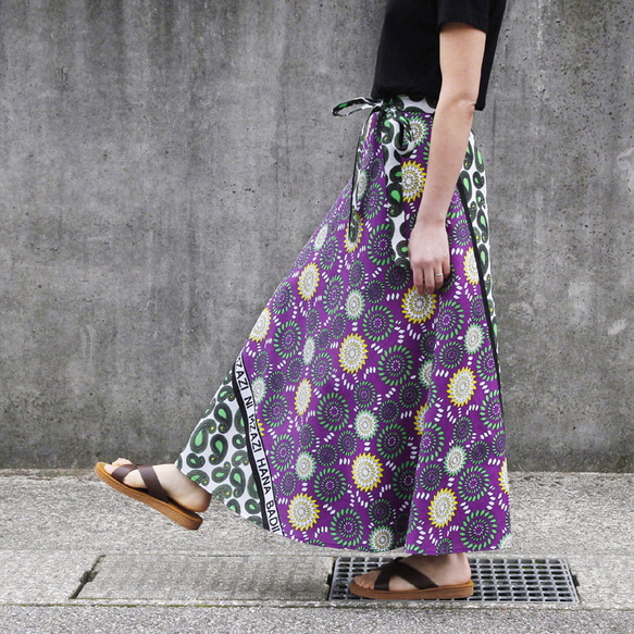 カンガの巻きスカート｜アフリカ布スカート ロングスカート アフリカンプリント 四つ目スカート/生成り/三河木綿 刺し子織 N1666961819(12870円)