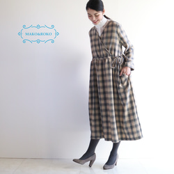 極美品　foufou ショールカラーグレンチェックワンピース M 2024 極美品 foufou ショールカラーグレンチェックワンピース M 2024 極美品